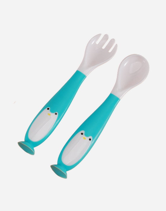 A-Silicone Feeding Spoon And Fork 2 pcs