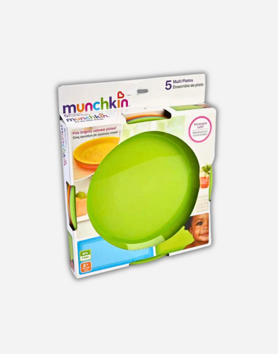 Toddler and Kids Plates - 5 Set - Reusable Plastic Dinner Plates - Unbreakable Kitchen Dishes - Microwave and Dishwasher Safe - BPA-Free - Multicolor
